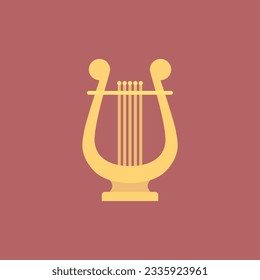 Vector illustration of music icon, golden harp, musical instrument, tradition, philharmonic, art.