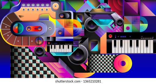 Vector illustration music instrument and colorful art background
