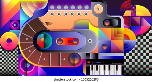Vector illustration music instrument and colorful art background
