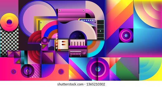 Vector illustration music instrument and colorful art background
