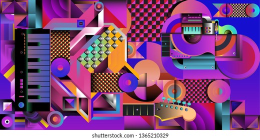Vector illustration music instrument and colorful art background
