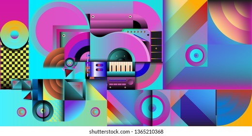 Vector illustration music instrument and colorful art background
