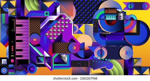 Vector illustration music instrument and colorful art background

