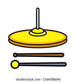 Vector illustration music instruments. Cymbals and drumsticks. Colorful music background.