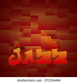 Vector illustration of music jazz saxophone and trumpet in the texture performance of the lines at right angles.
