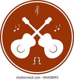 Vector illustration of music logo, sign, symbol or icon with guitars.