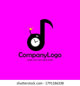 vector illustration of music logo and time bomb