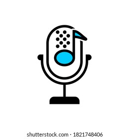 Icono vectorial de micrófono de música. Buena plantilla para el diseño del logotipo de podcast.