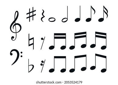 Vector illustration of music notation. Different musical symbols