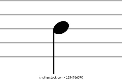 vector illustration of music note B or SI on ledger lines