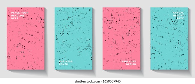 Vector illustration. Vector music note background design. Music album cover. Mensural musical notation.