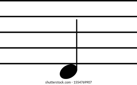 vector illustration of music note D or RE on staff lines