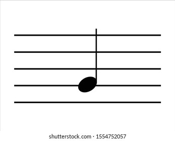 vector illustration of music note G or SOL on staff lines