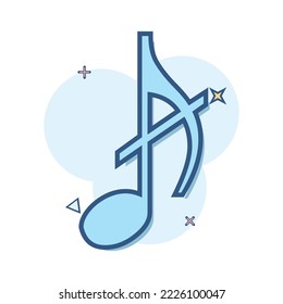 Icono de nota musical de ilustración vectorial en estilo cómico