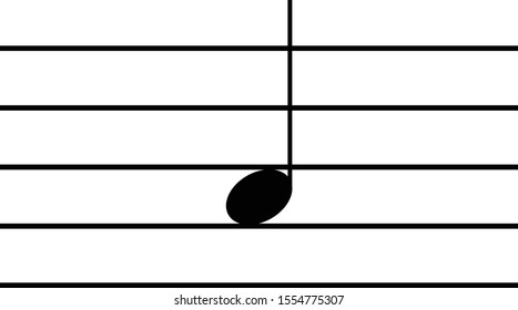 ilustración vectorial de la nota musical A o LA en las líneas de personal