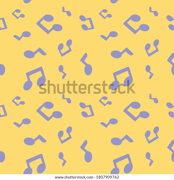ベクターイラストの音楽ノート符号リピートシームレスなパターン落書き風の漫画スタイル ファブリックのパッケージ用壁紙に最適 のベクター画像素材 ロイヤリティフリー