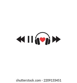 Vector illustration of the music player buttons.love music, stickers and tags