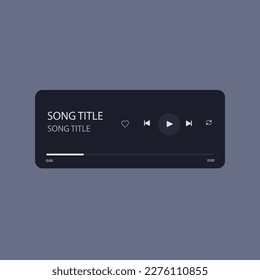 Vector Illustration music player dark mode display interface for smartphone in. Spotify template.