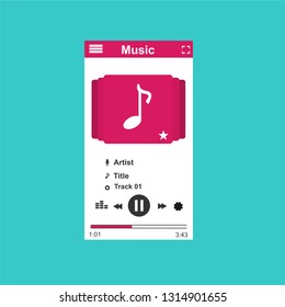 Vector illustration of music player flat design concept. - Vector