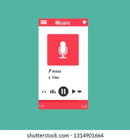Vector illustration of music player flat design concept. - Vector