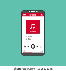 Vector illustration of music player flat design concept. - Vector