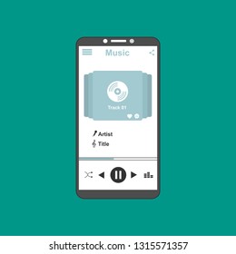 Vector illustration of music player flat design concept. - Vector