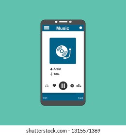 Vector illustration of music player flat design concept. - Vector