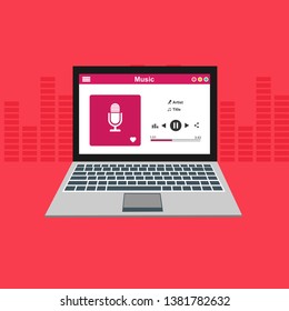 Vector illustration of music player flat design concept. - Vector
