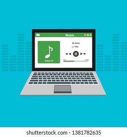 Vector illustration of music player flat design concept. - Vector