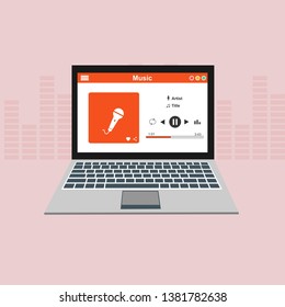 Vector illustration of music player flat design concept. - Vector