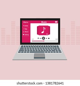 Vector illustration of music player flat design concept. - Vector