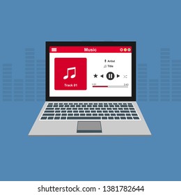 Vector illustration of music player flat design concept. - Vector