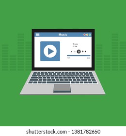 Vector illustration of music player flat design concept. - Vector