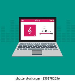 Vector illustration of music player flat design concept. - Vector