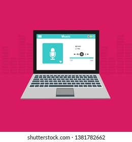 Vector illustration of music player flat design concept. - Vector