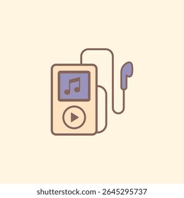 Vector illustration of music player with headphones for sleep therapy, relaxation, mindfulness, stress relief, night routine, and calm ambient sounds