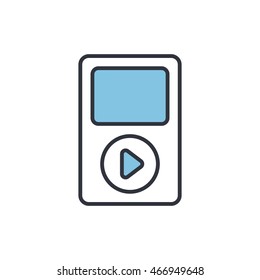 Vector Illustration Of Music Player Icon. Mono Color Image In Modern Thin Line Design. Eps10 Format Sign For Web Graphics. Isolated On White Background.