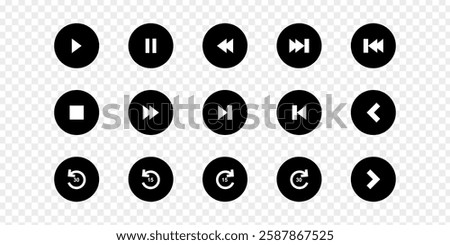 Vector illustration of Music Player icon set isolated on transparent background