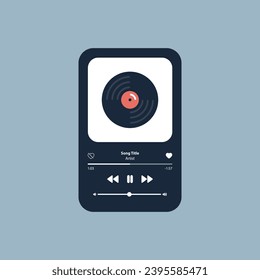 Vector illustration music player, mockup. Music application. UI. UX. User interface, user experience. Application for music on your phone.