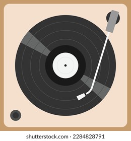 ilustración vectorial. un reproductor de música con discos de vinilo