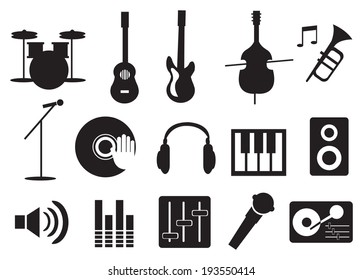 Vector illustration of music related icon set