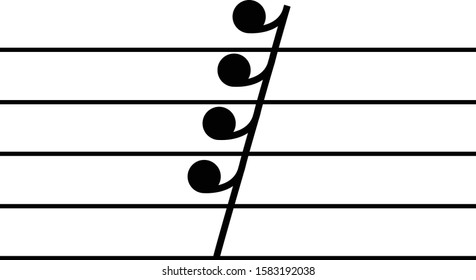 vector illustration of Music sixty fourth note rest on staff lines