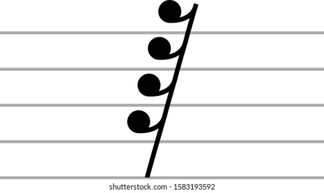 vector illustration of Music Sixty fourth note rest on ledger lines