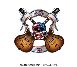 vector illustration, music skull background art