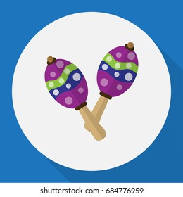 Vector Illustration Of Music Symbol On Maracas Flat Icon. Premium Quality Isolated Beanbag Element In Trendy Flat Style.