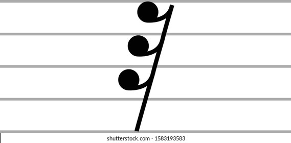vector illustration of Music Thirty second note rest on ledger lines