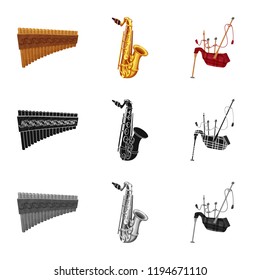 Vector illustration of music and tune icon. Set of music and tool stock symbol for web.