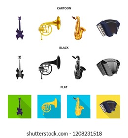 Vector illustration of music and tune icon. Set of music and tool stock vector illustration.