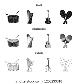 Vector illustration of music and tune icon. Set of music and tool stock vector illustration.