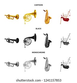 Vector illustration of music and tune icon. Set of music and tool stock symbol for web.